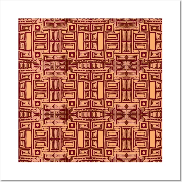 Brown Geometric Aztec Pattern Wall Art by ZeichenbloQ